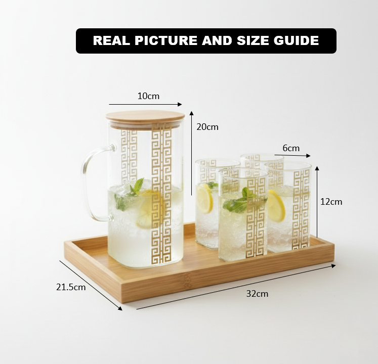 GoldLine Patterned 8-Pcs Glass Beverage Set - All-In-One Store Pakistan