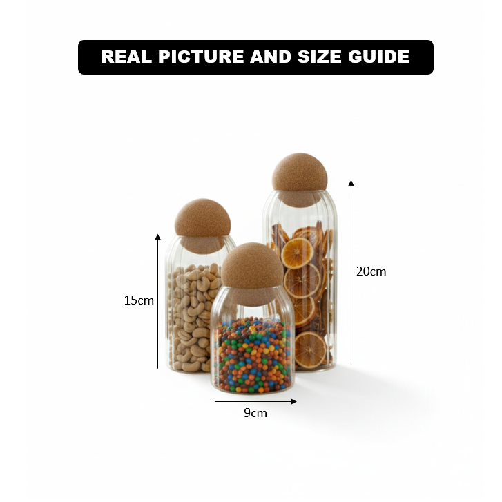 Ribbed Tinted Glass Storage Jars with Wooden Ball Lids - All-In-One Store Pakistan