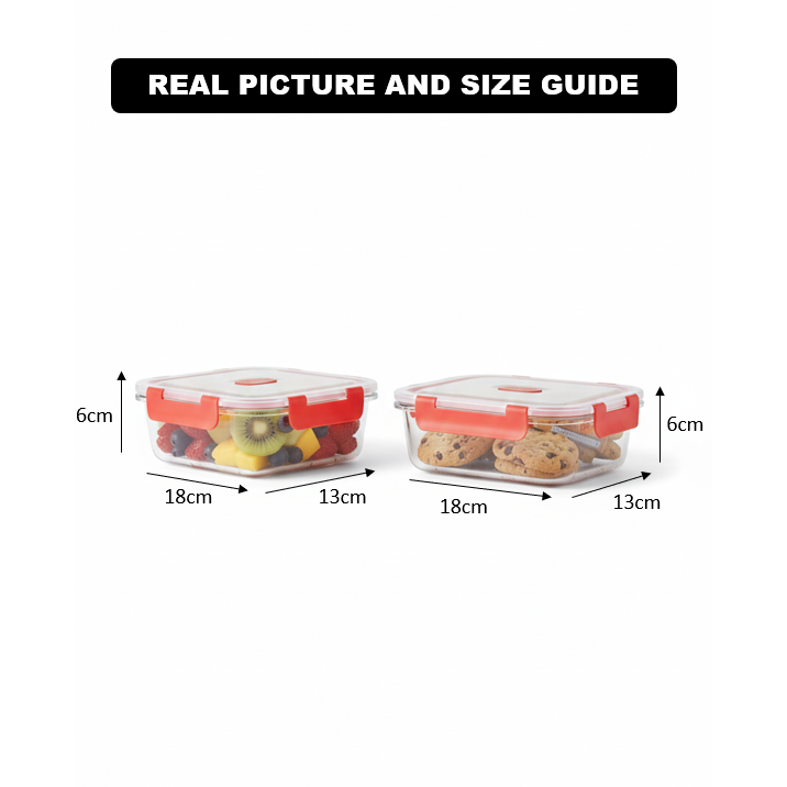 2Pcs Glass Bowls Set with Vented Lids - Rectangle - All-In-One Store Pakistan