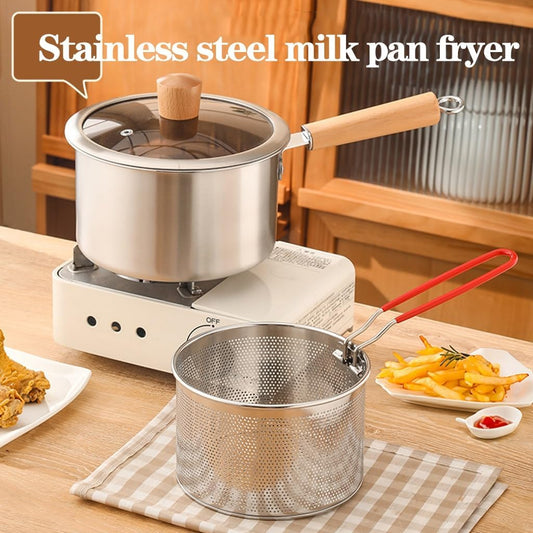 Stainless Steel Deep Fry Pot with Removeable Meshed Fry Basket & Handle - All-In-One Store Pakistan