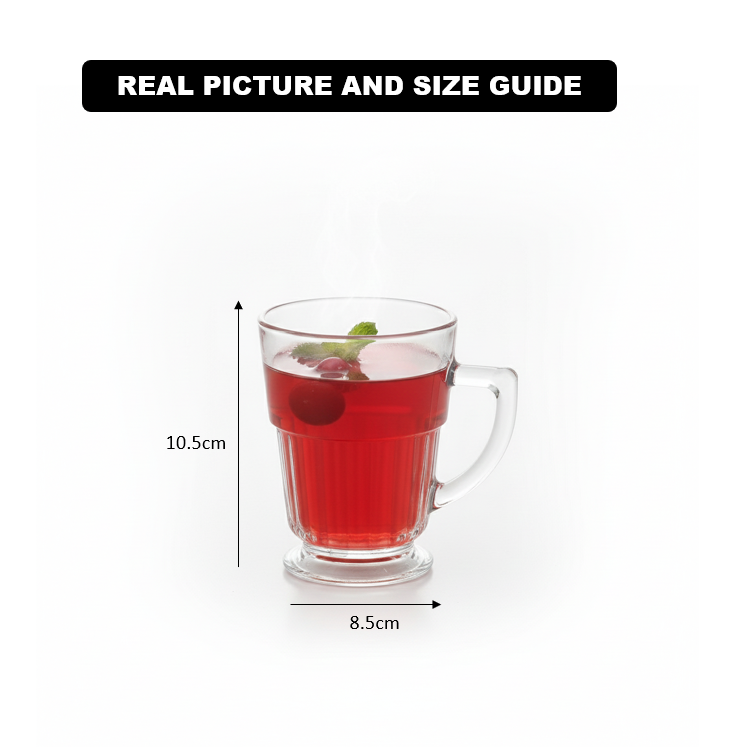 EssentialServe 6‑Pcs Glass Tea Cup Set (2485) by Limon - All-In-One Store Pakistan