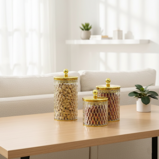 Wavy Canister Trio - Transparent - All-In-One Store Pakistan