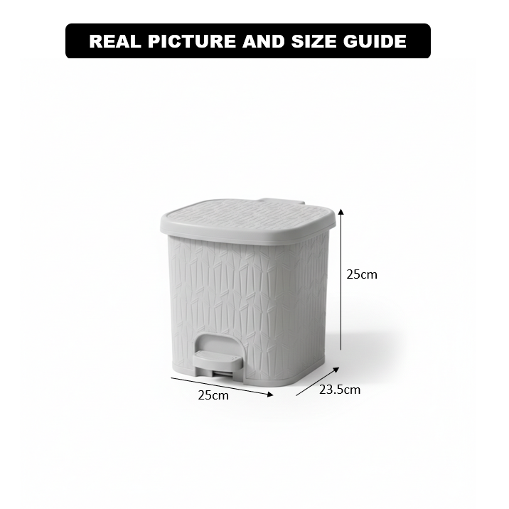 6L Bamboo-Style Dustbin with Pedal (2065) by Limon - All-In-One Store Pakistan