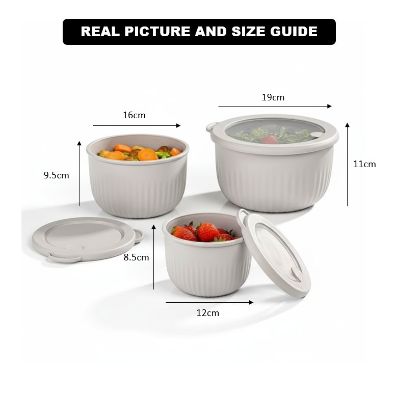 PureVent Stackable 3-Pcs Bowl Set with Vented Lid (2233) by Limon - All-In-One Store Pakistan
