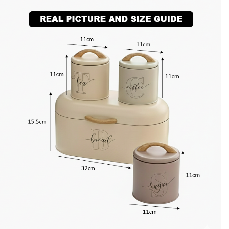 MultiColor 4-Piece Bread, Tea, Coffee, and Sugar Canister Set - All-In-One Store Pakistan