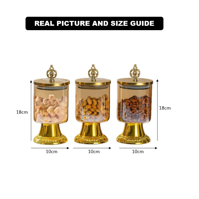 3Pcs Royal Lid Airtight Glass Jar (1124) - All-In-One Store Pakistan