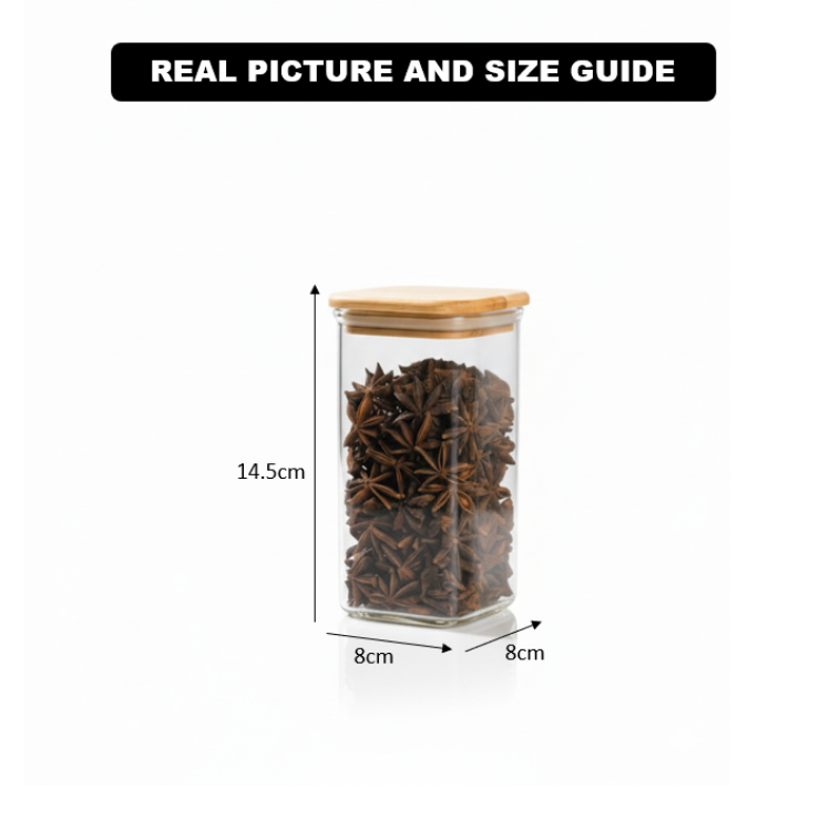 500ml Square Food Storage Jar with Wooden Lid (2197) by Limon - All-In-One Store Pakistan