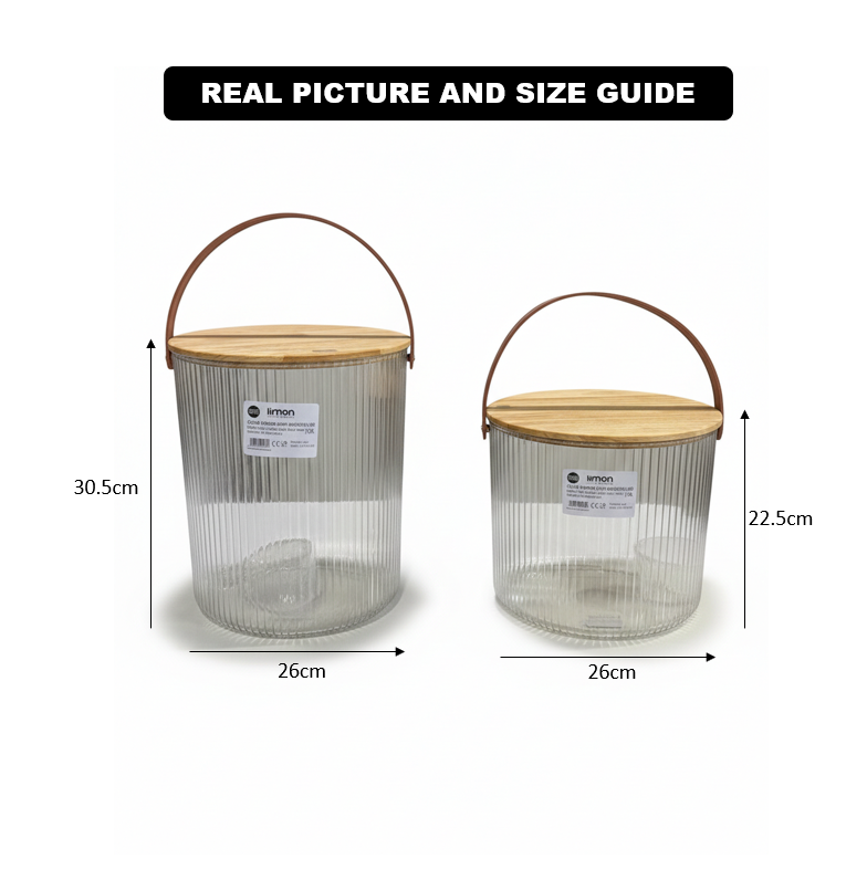 Ribbed Storage Bucket with Wooden Lid & Handle by Limon - All-In-One Store Pakistan