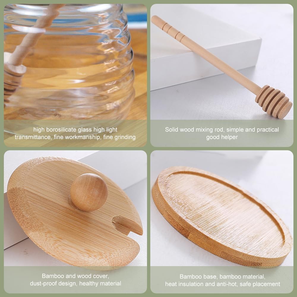 Honey Storage Glass Jar with Wooden Lid and Serving Tray - All-In-One Store Pakistan