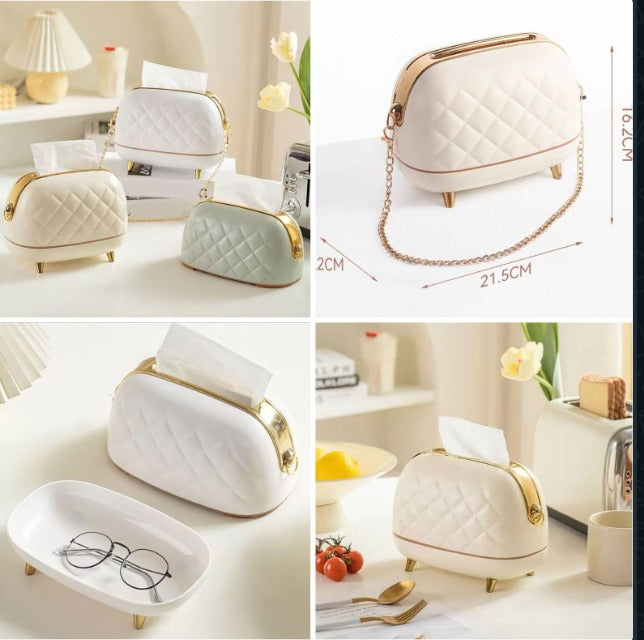 Stylish Purse Shaped Tissue Box with Hidden Storage.. - All-In-One Store Pakistan