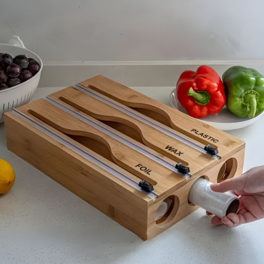 3in1 Wall-Mounted Bamboo Wrap Cutter & Holder - All-In-One Store Pakistan