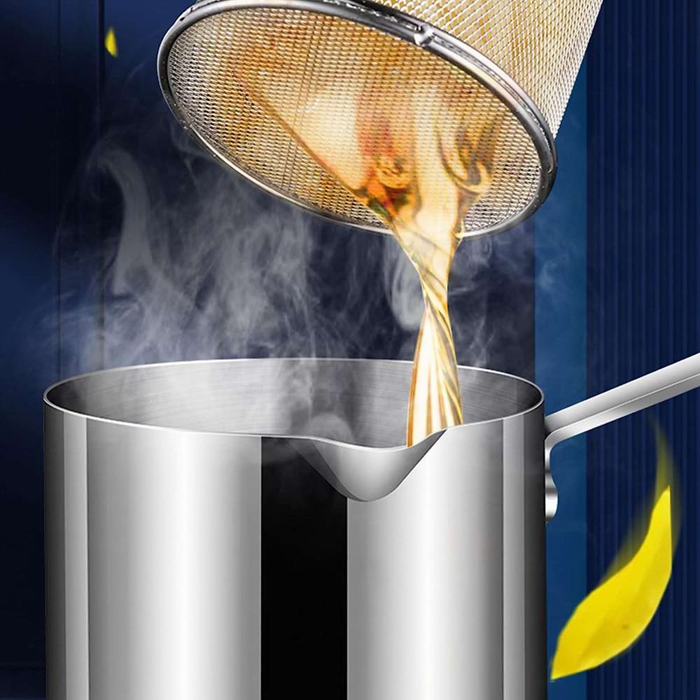 Stianless Steel Deep Fryer with Stainer & Detachable Handle - All-In-One Store Pakistan