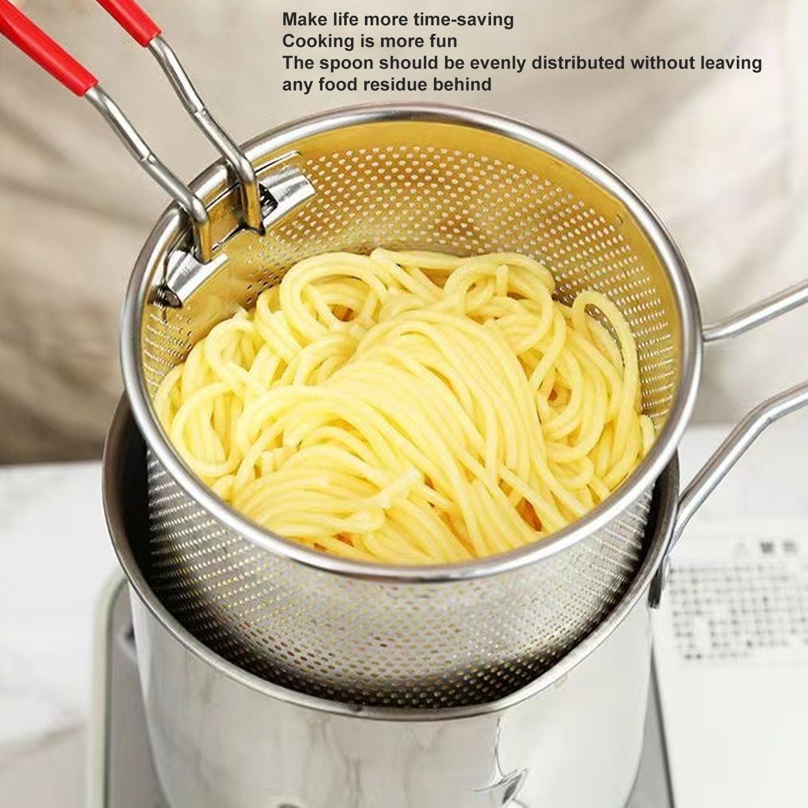 Stianless Steel Deep Fryer with Stainer & Detachable Handle - All-In-One Store Pakistan