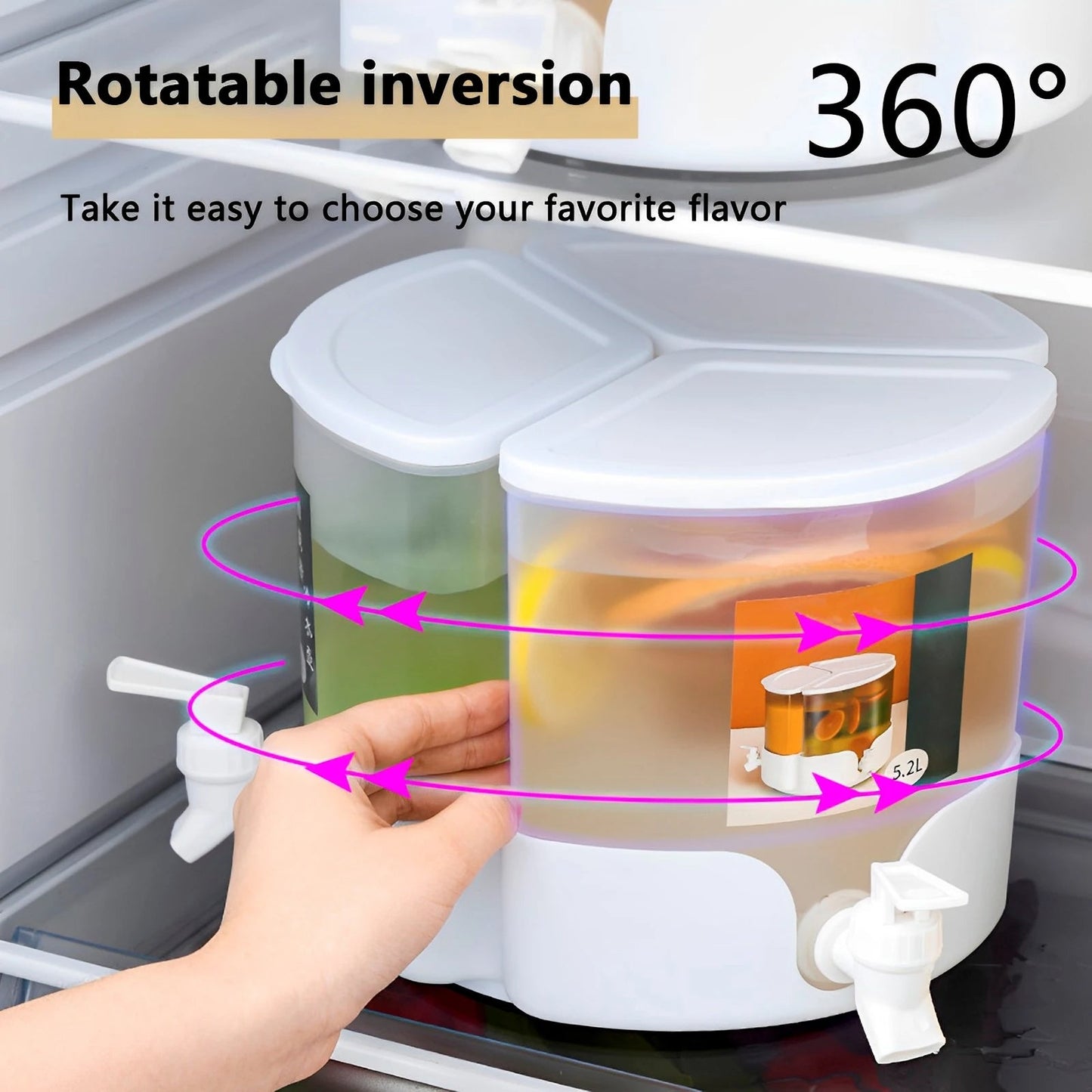 3 Portions Rotatable Juice Container & Dispenser (5.2Liter) - All-In-One Store Pakistan