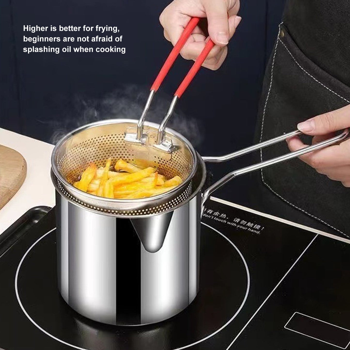 Stianless Steel Deep Fryer with Stainer & Detachable Handle - All-In-One Store Pakistan