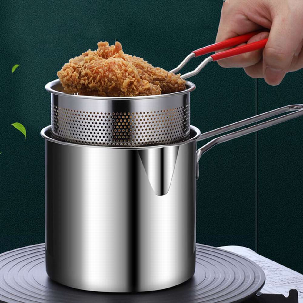 Stianless Steel Deep Fryer with Stainer & Detachable Handle - All-In-One Store Pakistan