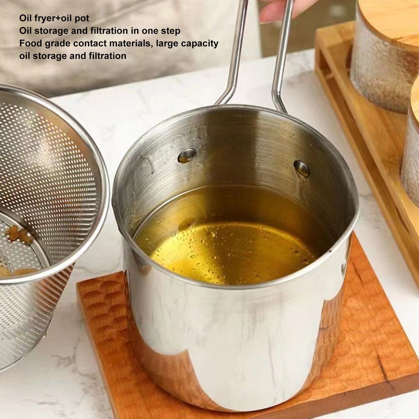 Stianless Steel Deep Fryer with Stainer & Detachable Handle - All-In-One Store Pakistan