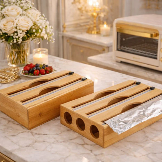 3in1 Wall-Mounted Bamboo Wrap Cutter & Holder - All-In-One Store Pakistan