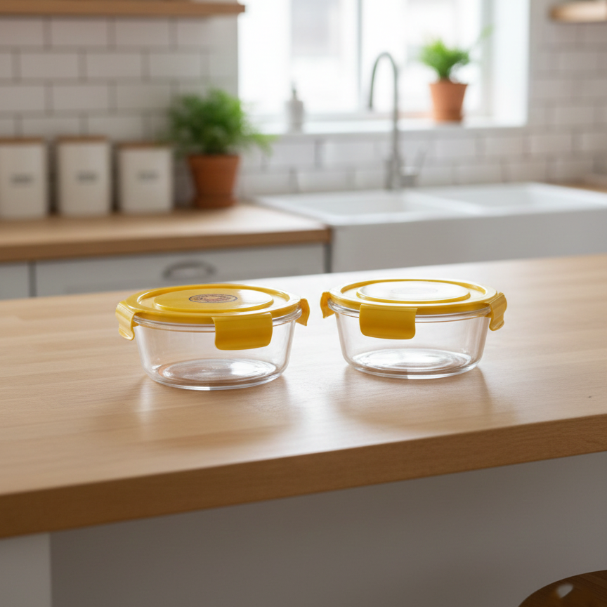 2Pcs Glass Bowls Set with Vented Lids - Round - All-In-One Store Pakistan