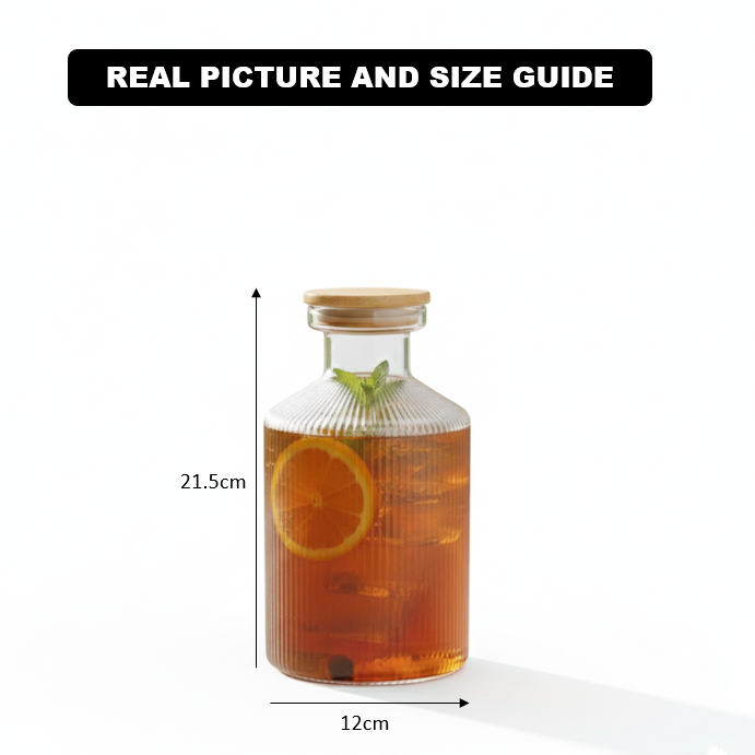 1.35 Liter Glass Carafe with Wooden Lid (2271) by Limon - All-In-One Store Pakistan