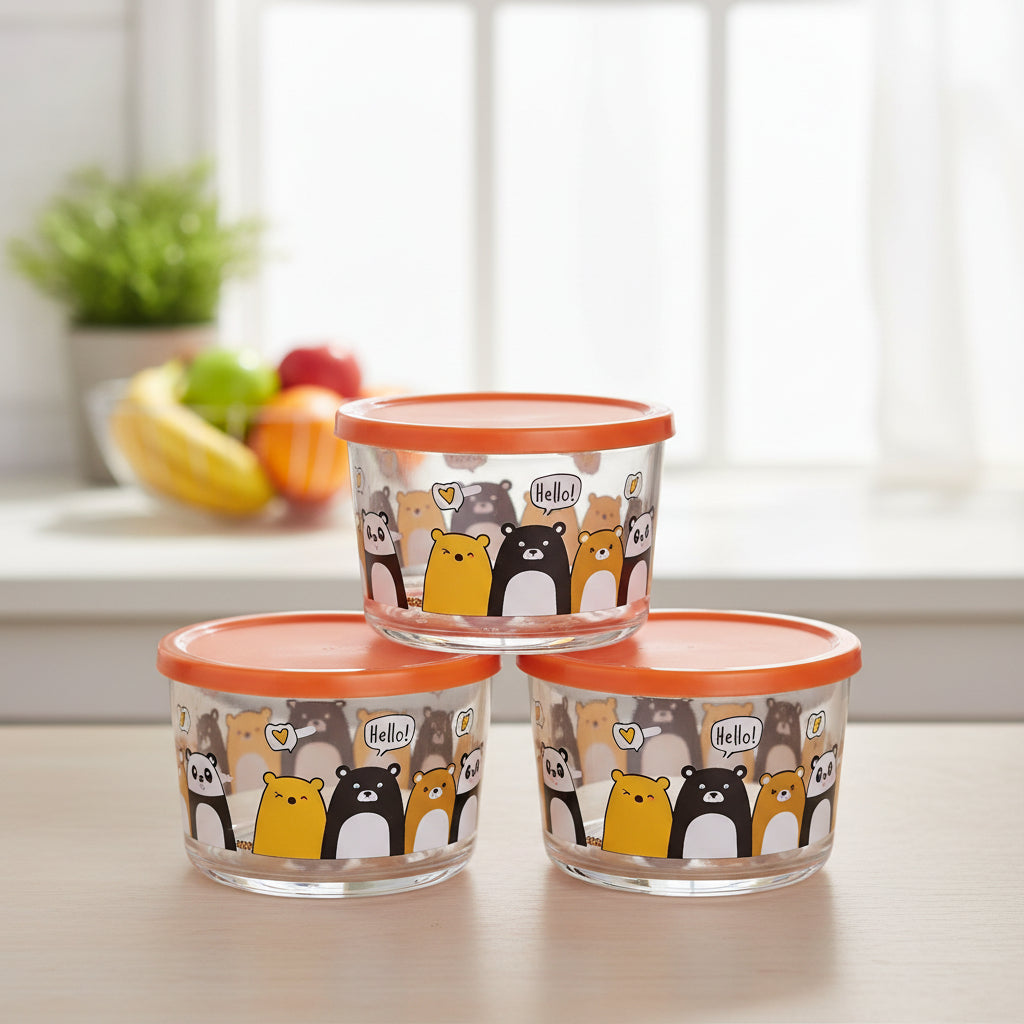 Mini Printed Glass Storage Bowl 190ml (2068) by Limon - All-In-One Store Pakistan