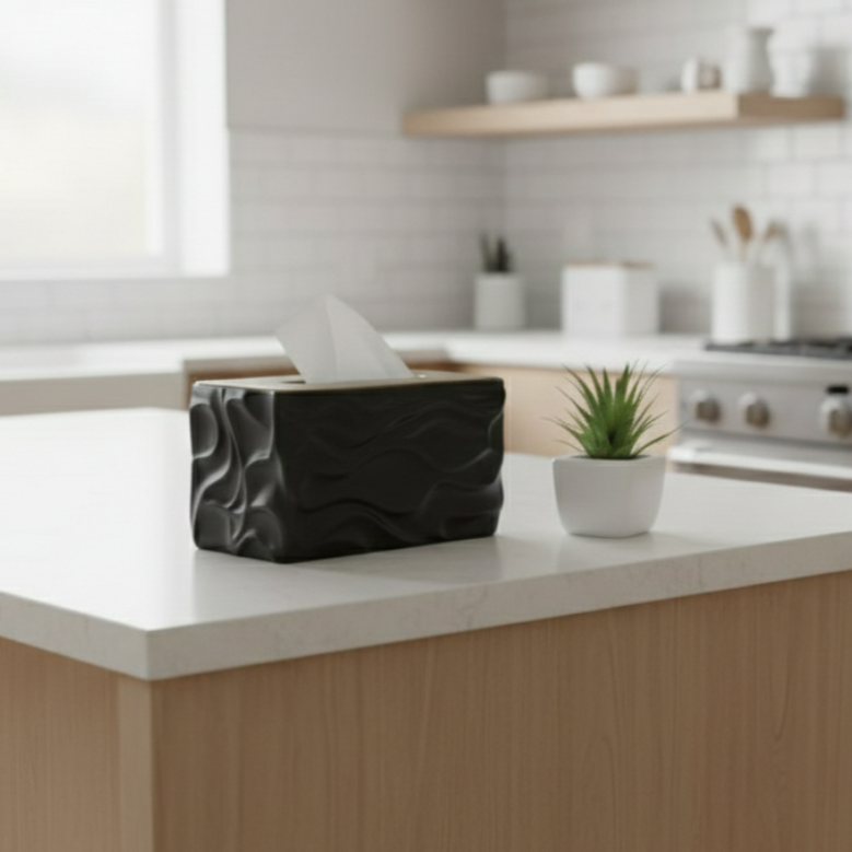 WaveLuxe Wooden-Top Tissue Box - All-In-One Store Pakistan