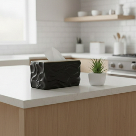 WaveLuxe Wooden-Top Tissue Box - All-In-One Store Pakistan