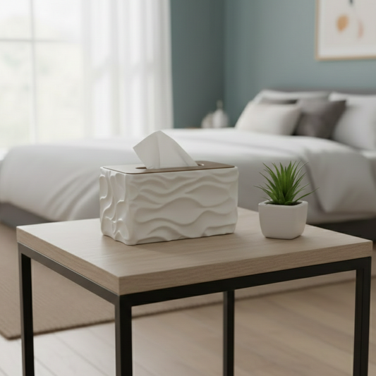 WaveLuxe Wooden-Top Tissue Box - All-In-One Store Pakistan