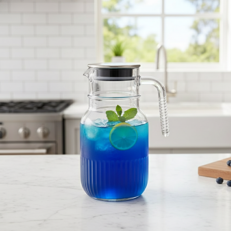 Ribbed 1.5 Liter Glass Pitcher (2375) by Limon - All-In-One Store Pakistan