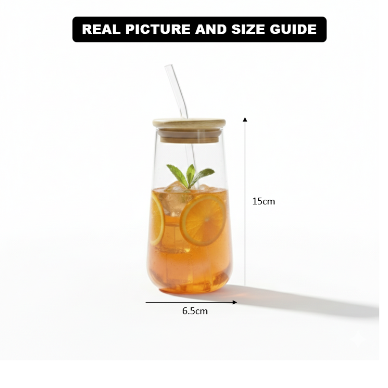 Teardrop Tinted Glass Tumbler with Straw - All-In-One Store Pakistan