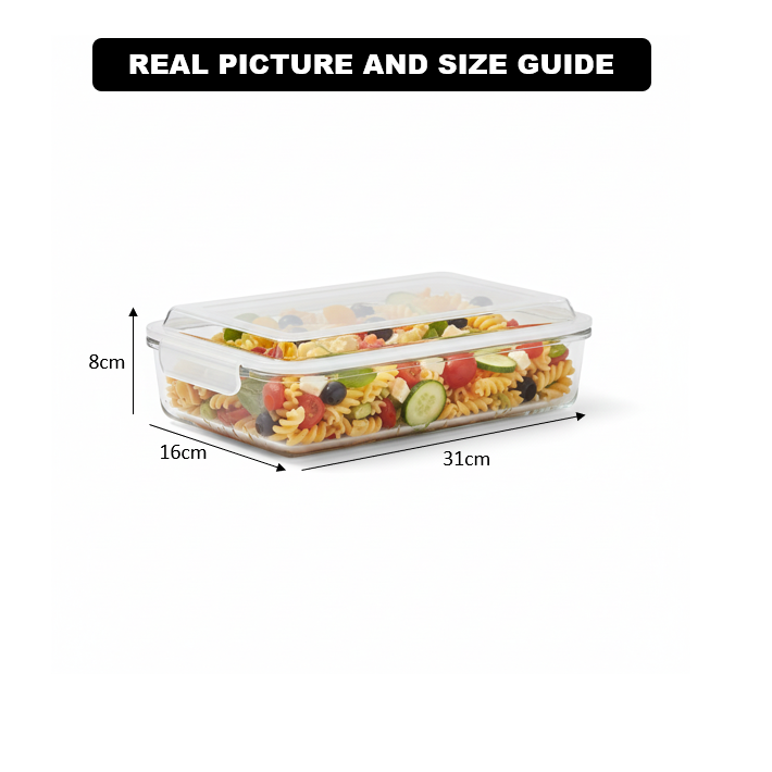 1.4L Rectangle Glass Container with Lid (2050) by Limon - All-In-One Store Pakistan