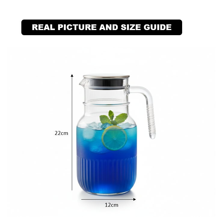 Ribbed 1.5 Liter Glass Pitcher (2375) by Limon - All-In-One Store Pakistan