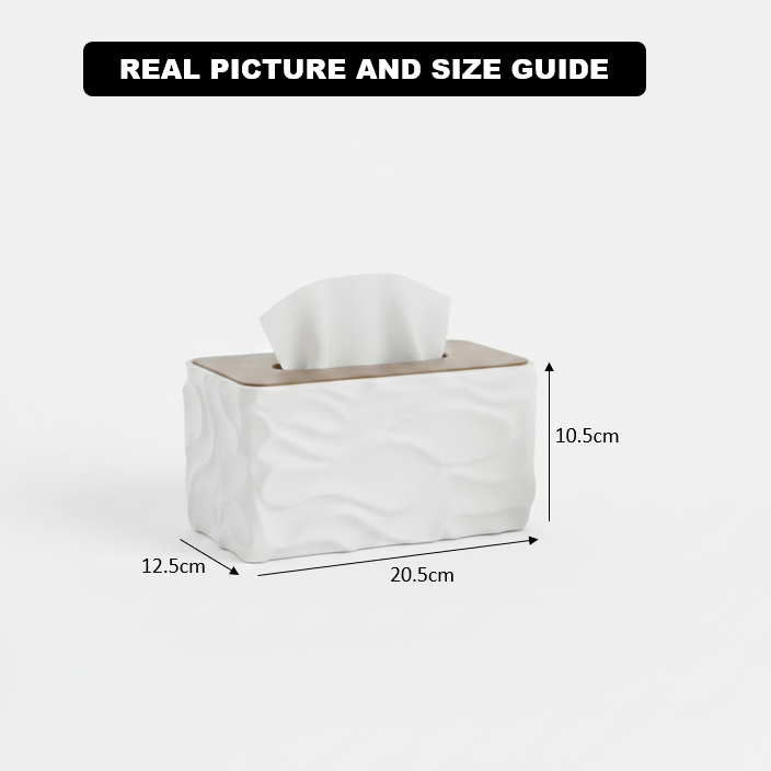 WaveLuxe Wooden-Top Tissue Box - All-In-One Store Pakistan