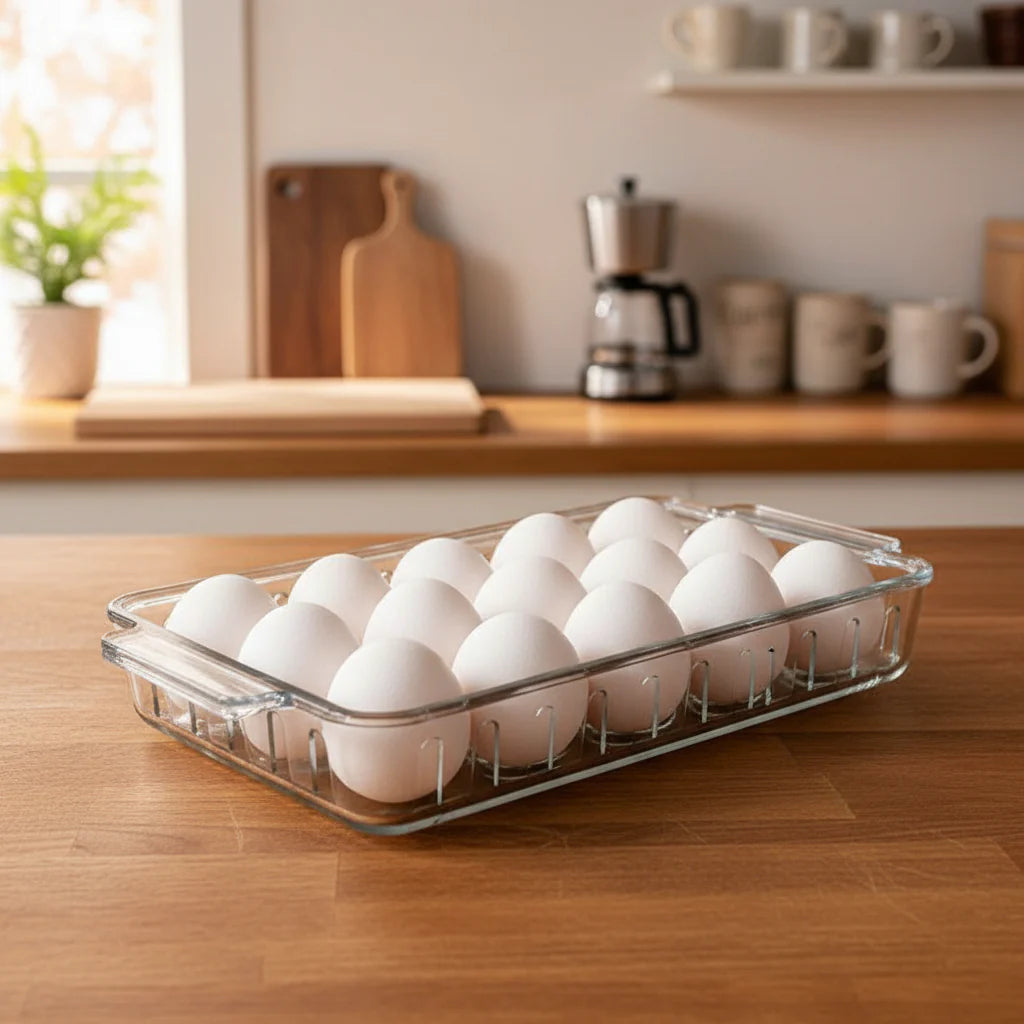 SmartNest Transparent 15-Grid Egg Tray with Lid - All-In-One Store Pakistan