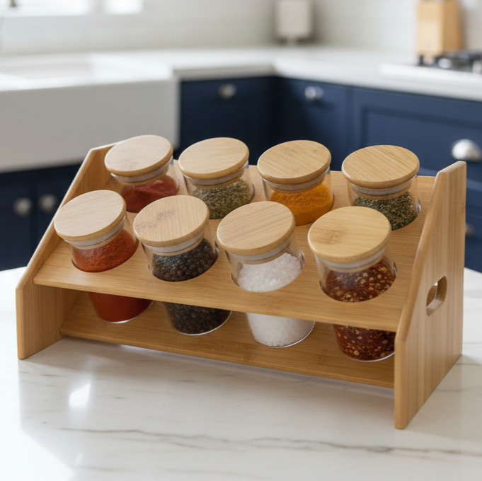 BambooTier Glass Spice Station - All-In-One Store Pakistan