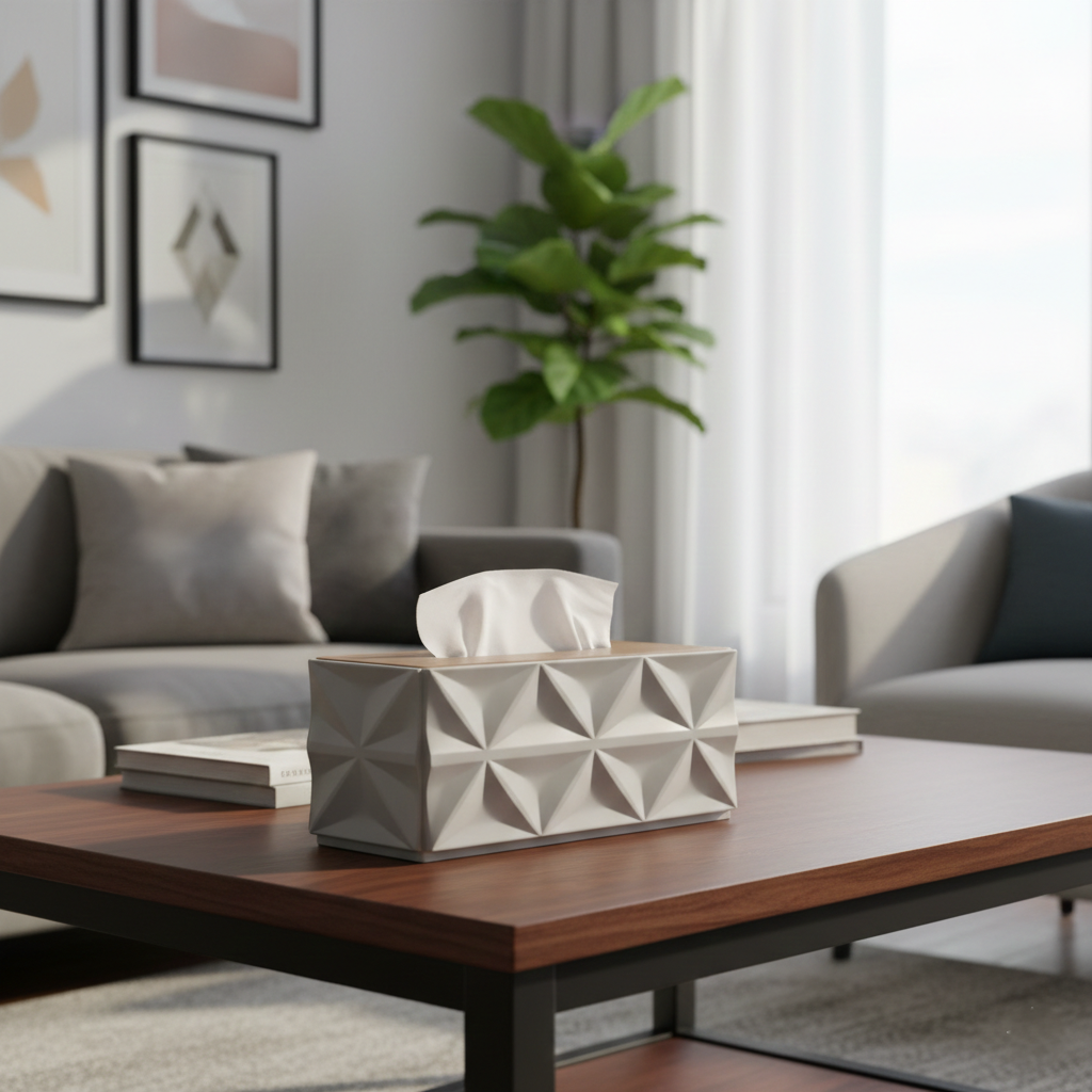 Geometrical Style Wooden-Top Tissue Box - All-In-One Store Pakistan