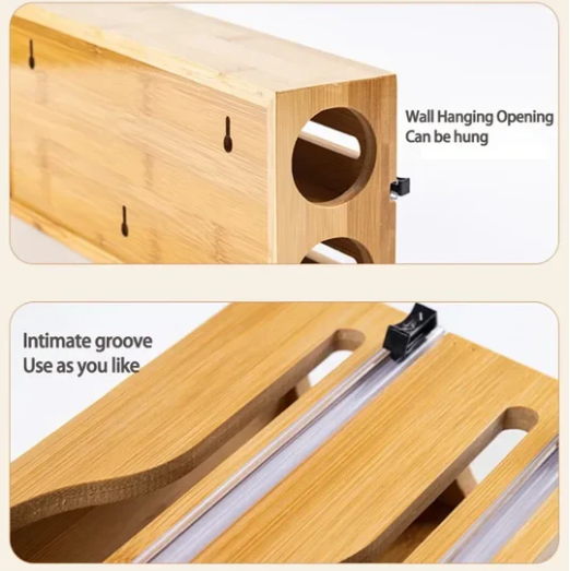 3in1 Wall-Mounted Bamboo Wrap Cutter & Holder - All-In-One Store Pakistan