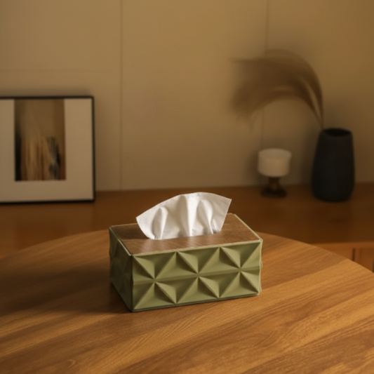 Geometrical Style Wooden-Top Tissue Box - All-In-One Store Pakistan