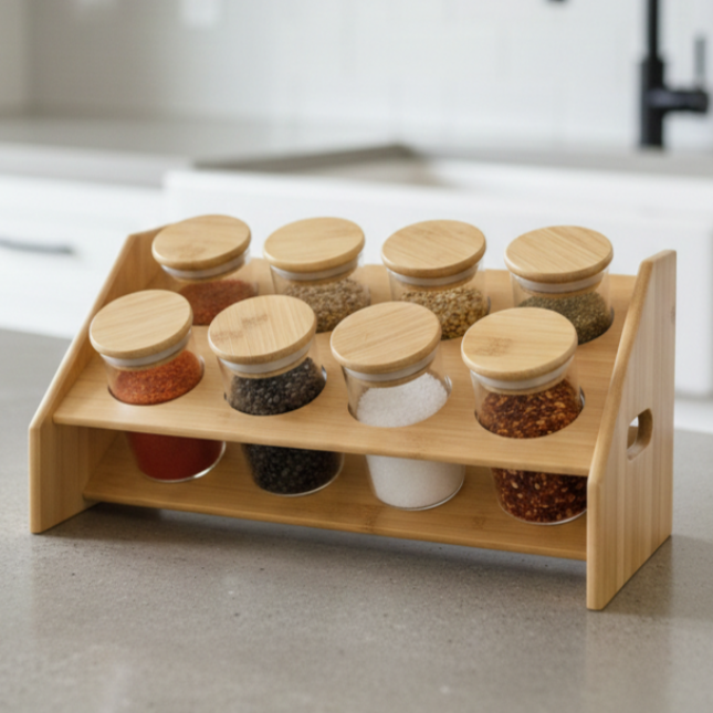 BambooTier Glass Spice Station - All-In-One Store Pakistan