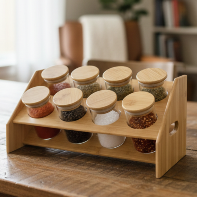 BambooTier Glass Spice Station - All-In-One Store Pakistan