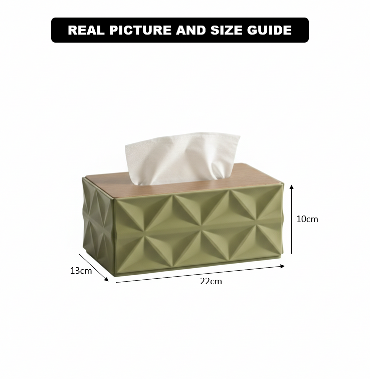 Geometrical Style Wooden-Top Tissue Box - All-In-One Store Pakistan