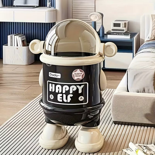 Creative Cartoon Space Astronaut Trash Can with Lid - All-In-One Store Pakistan