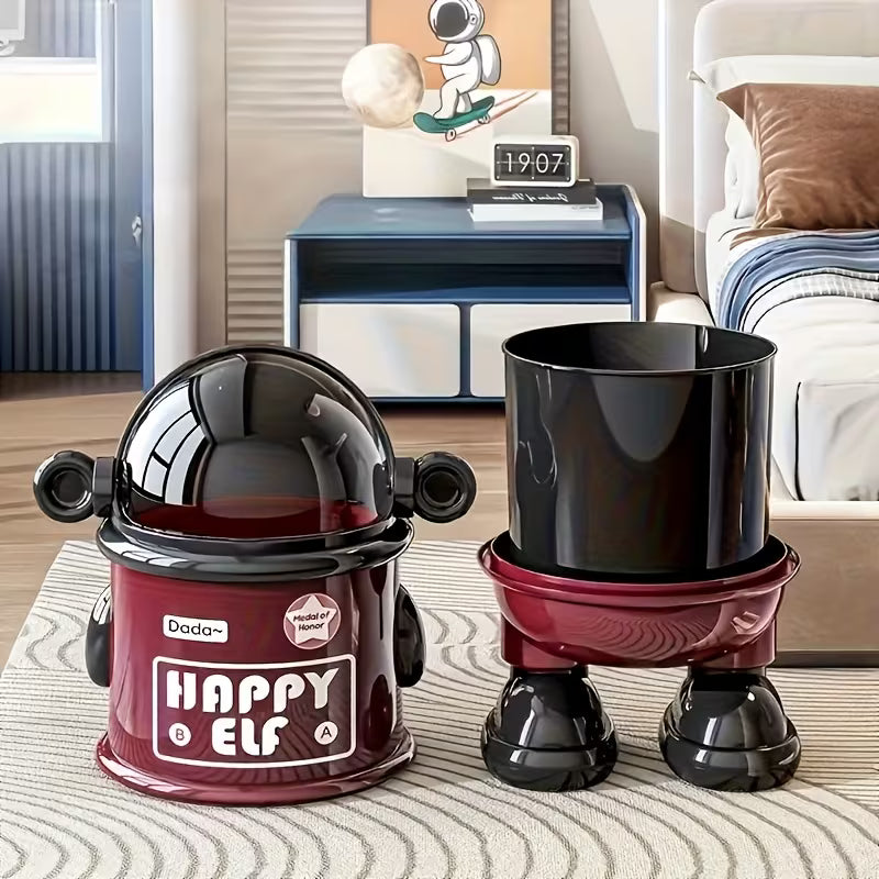 Creative Cartoon Space Astronaut Trash Can with Lid - All-In-One Store Pakistan