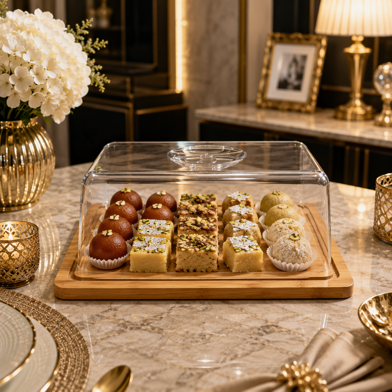 Luxe Cake Server with Acrylic Cover - All-In-One Store Pakistan