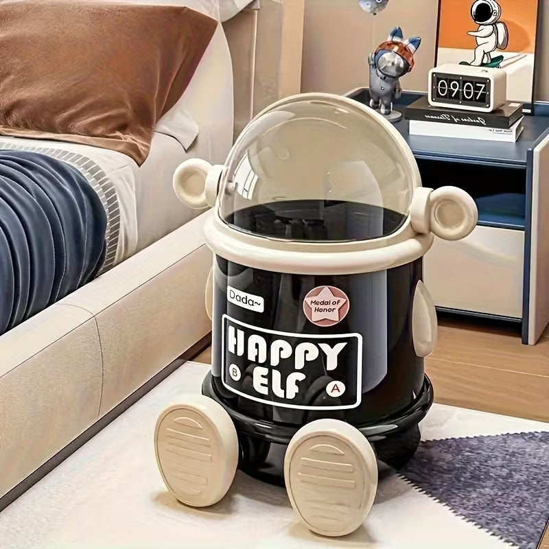 Creative Cartoon Space Astronaut Trash Can with Lid - All-In-One Store Pakistan
