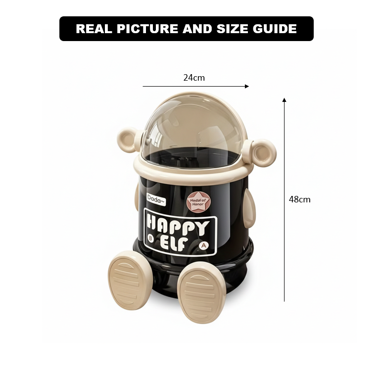 Creative Cartoon Space Astronaut Trash Can with Lid - All-In-One Store Pakistan