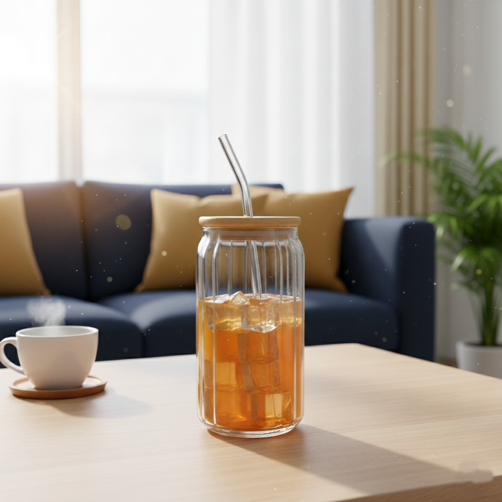 CrystalRidge Glass Tumbler with Straw - All-In-One Store Pakistan