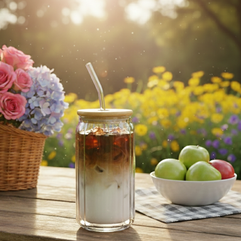 CrystalRidge Glass Tumbler with Straw - All-In-One Store Pakistan