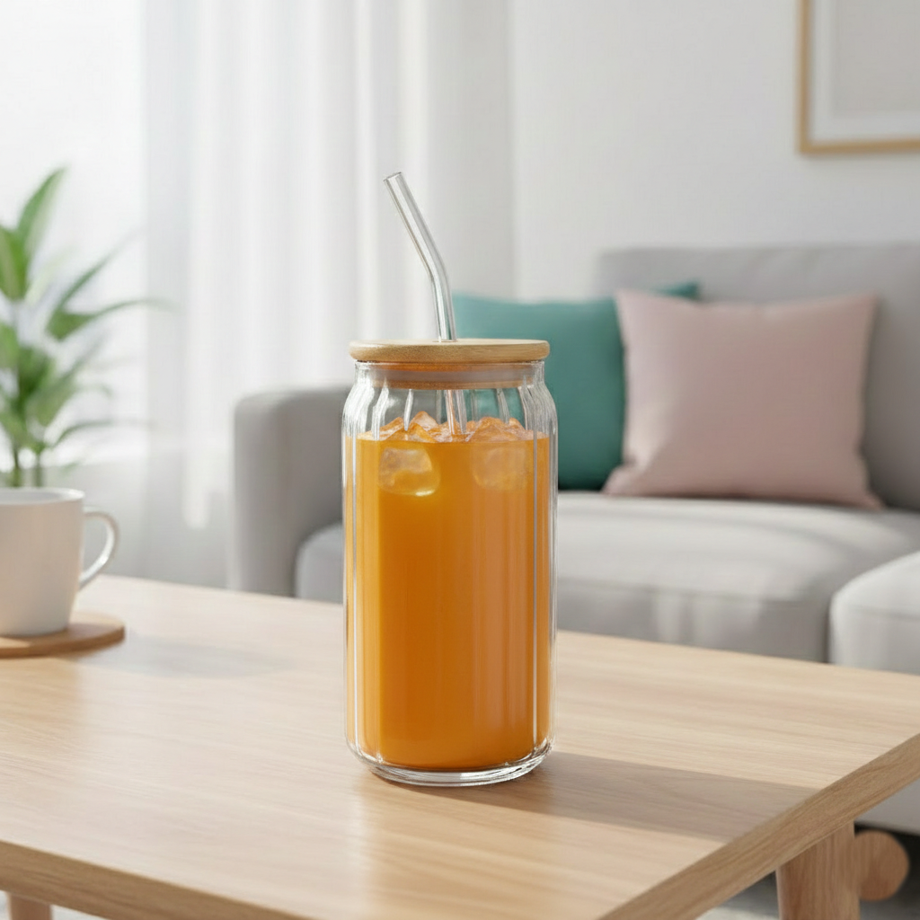 CrystalRidge Glass Tumbler with Straw - All-In-One Store Pakistan