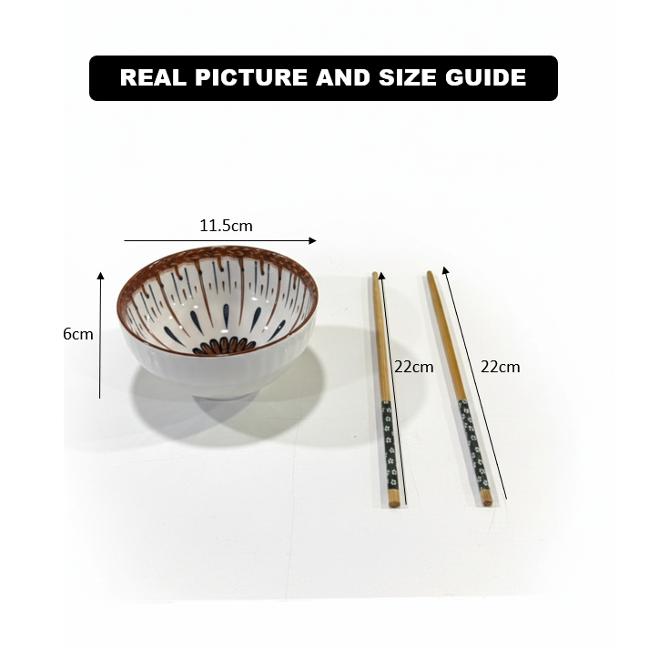Kyoto Flora Ceramic Bowls Set with Chopsticks - All-In-One Store Pakistan
